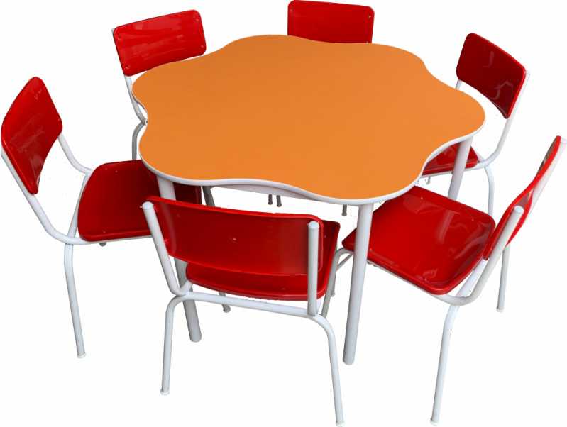 Conjunto de Mesa para Refeitório com Encosto Cotar Caieiras - Conjunto de Mesa para Escola